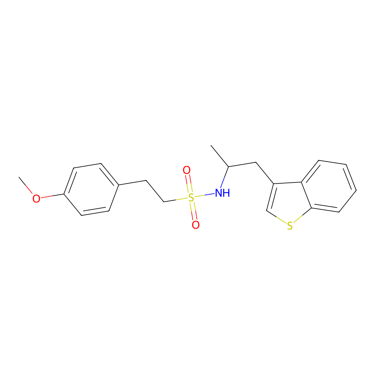 N-(1-(benzo[b]thiophen-3-yl)propan-2-yl)-2-(4-methoxyphenyl)ethanesulfonamide molecular structure, CAS 2034470-79-4