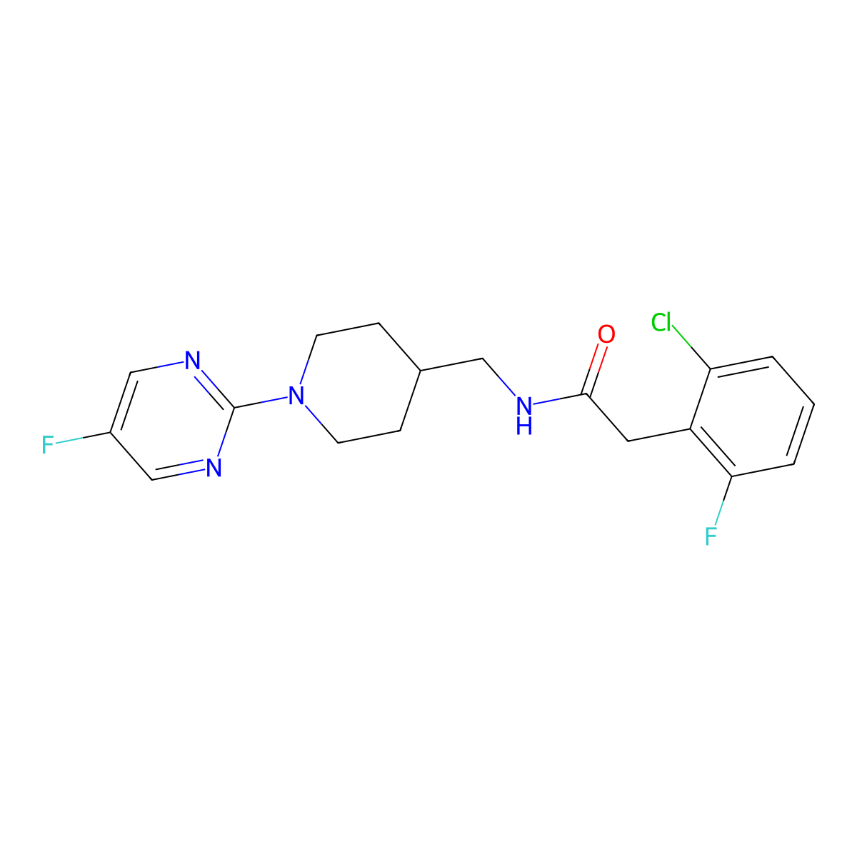 2-(2-chloro-6-fluorophenyl)-N-((1-(5-fluoropyrimidin-2-yl)piperidin-4-yl)methyl)acetamide molecular structure, CAS 2034470-81-8
