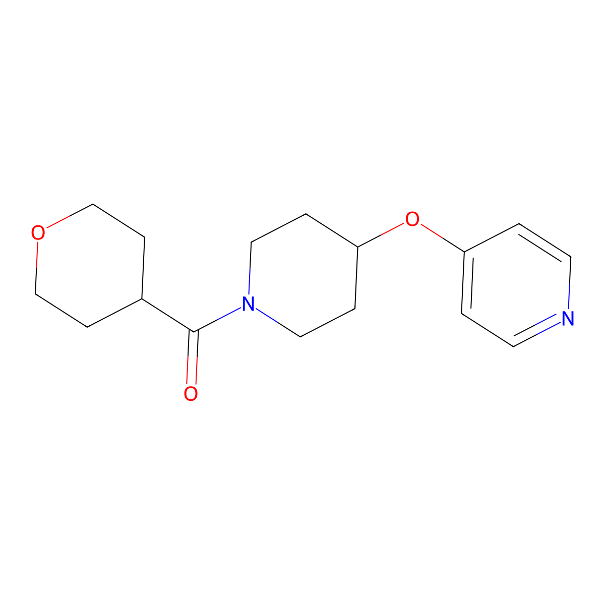 (4-(pyridin-4-yloxy)piperidin-1-yl)(tetrahydro-2H-pyran-4-yl)methanone molecular structure, CAS 2034470-82-9