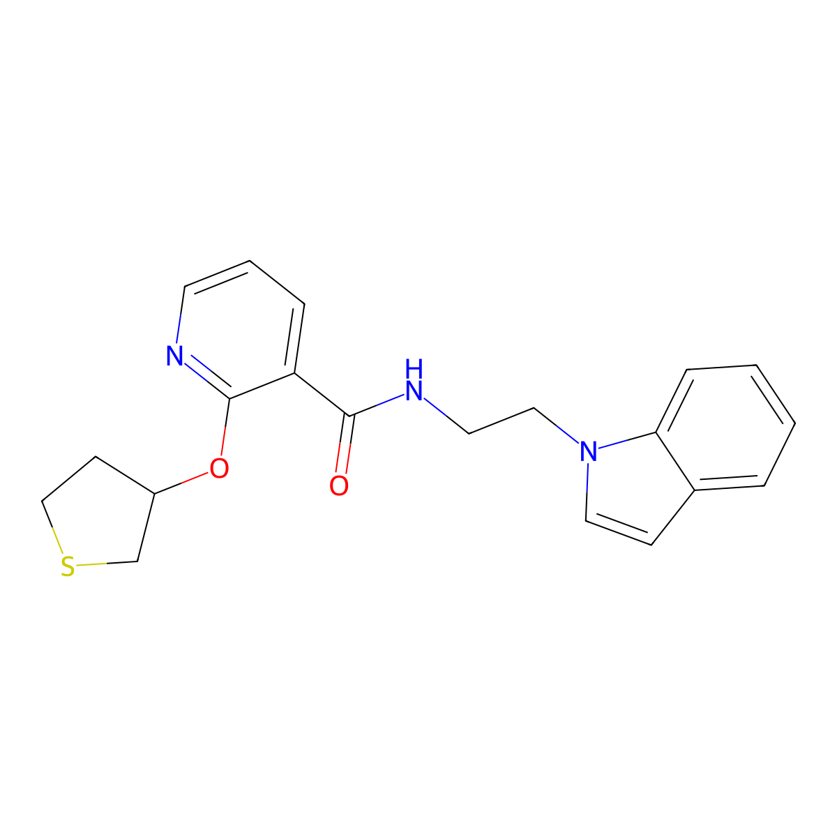 N-(2-(1H-indol-1-yl)ethyl)-2-((tetrahydrothiophen-3-yl)oxy)nicotinamide molecular structure, CAS 2034470-83-0