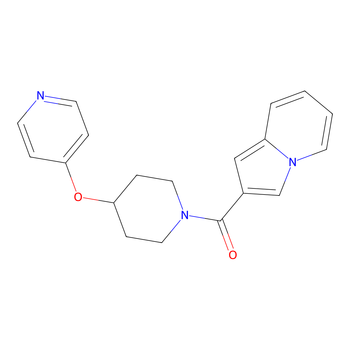 Indolizin-2-yl(4-(pyridin-4-yloxy)piperidin-1-yl)methanone molecular structure, CAS 2034470-87-4