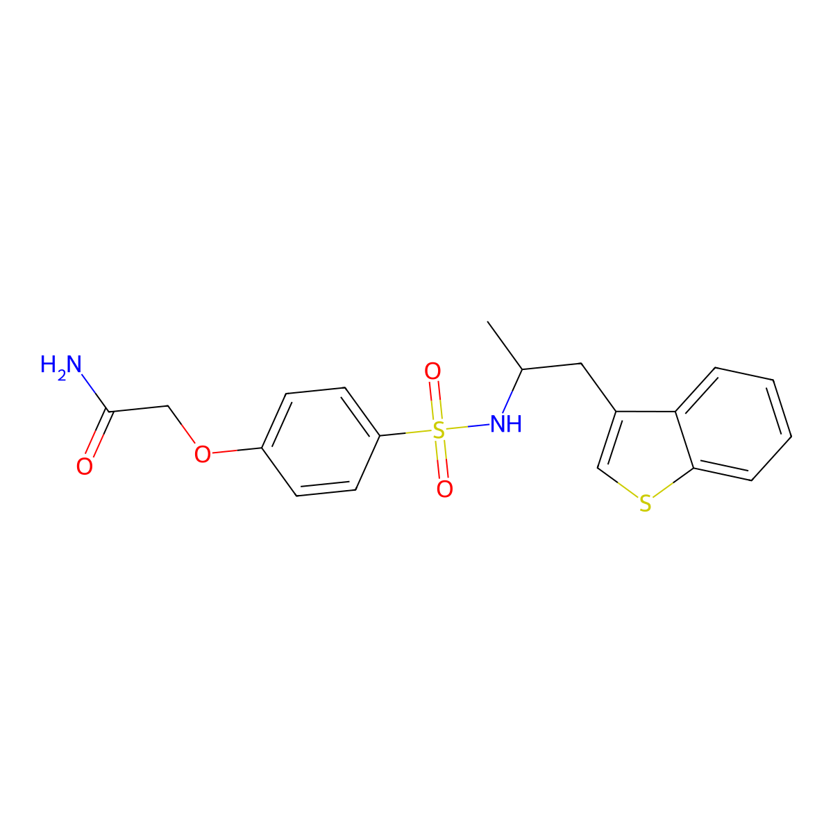 2-(4-{[1-(1-Benzothiophen-3-yl)propan-2-yl]sulfamoyl}phenoxy)acetamide molecular structure, CAS 2034470-91-0
