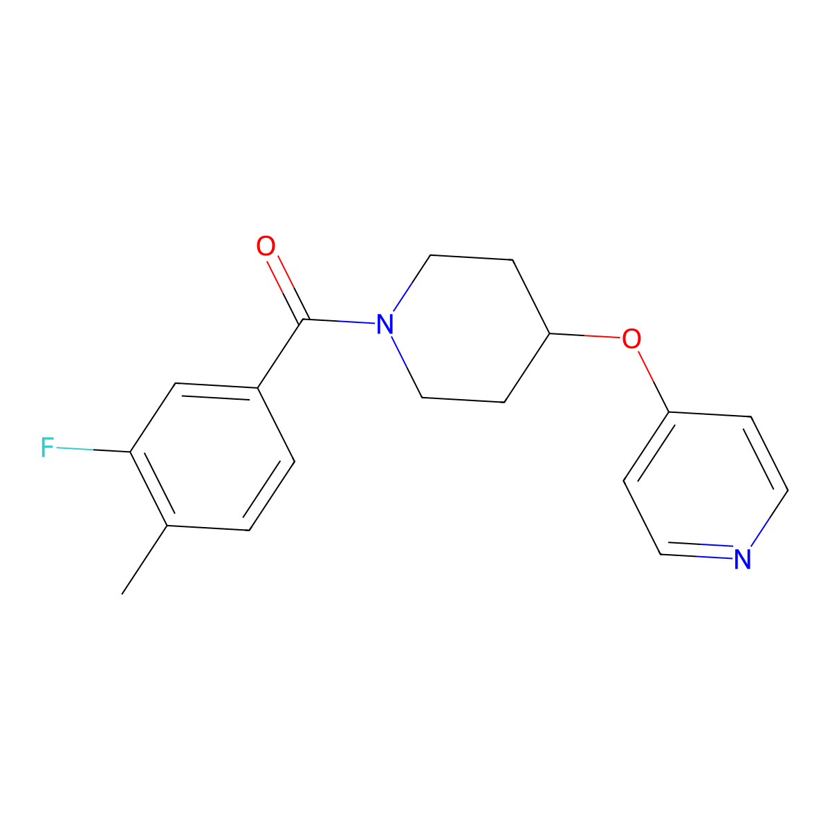 (3-Fluoro-4-methylphenyl)(4-(pyridin-4-yloxy)piperidin-1-yl)methanone molecular structure, CAS 2034470-92-1