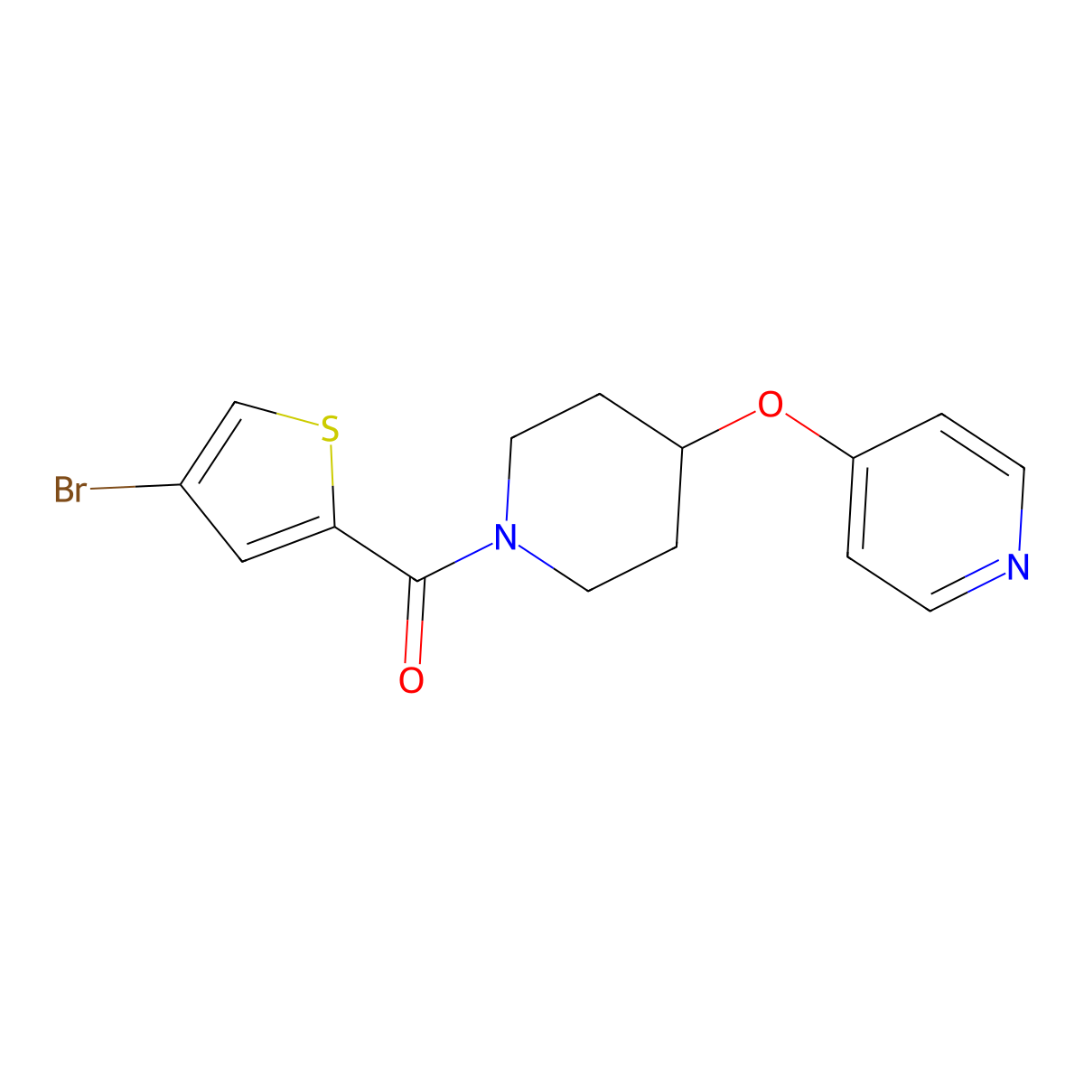 (4-Bromothiophen-2-yl)(4-(pyridin-4-yloxy)piperidin-1-yl)methanone molecular structure, CAS 2034470-96-5