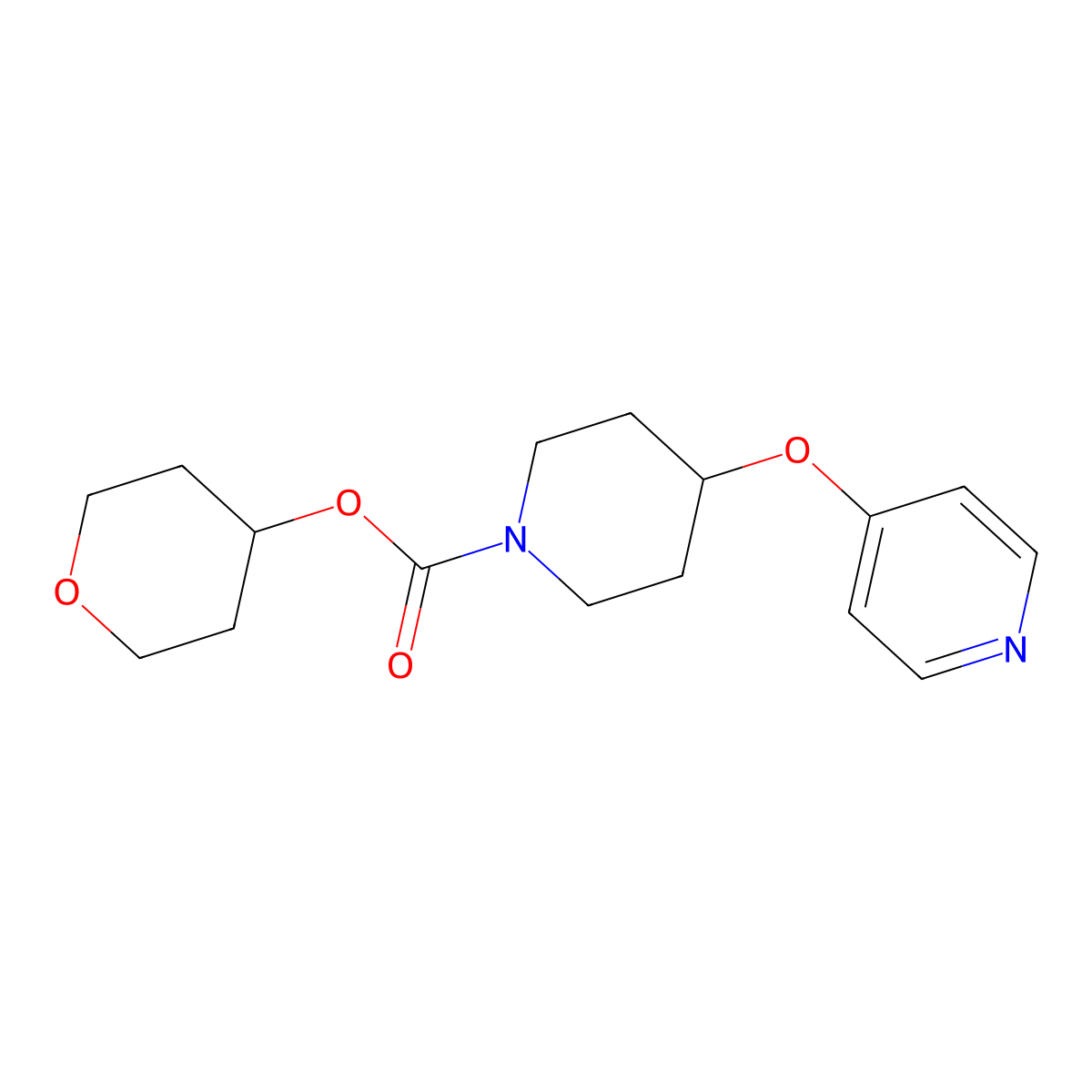 tetrahydro-2H-pyran-4-yl 4-(pyridin-4-yloxy)piperidine-1-carboxylate molecular structure, CAS 2034471-00-4