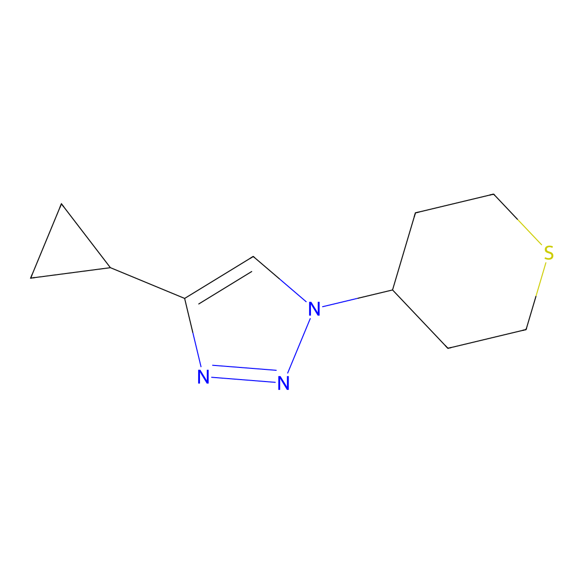 4-cyclopropyl-1-(tetrahydro-2H-thiopyran-4-yl)-1H-1,2,3-triazole molecular structure, CAS 2034471-02-6