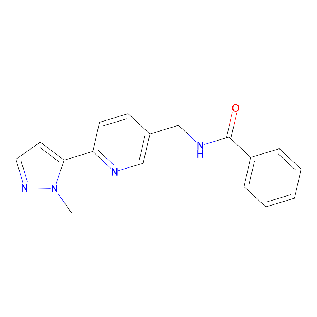 N-{[6-(1-methyl-1H-pyrazol-5-yl)pyridin-3-yl]methyl}benzamide molecular structure, CAS 2034471-06-0