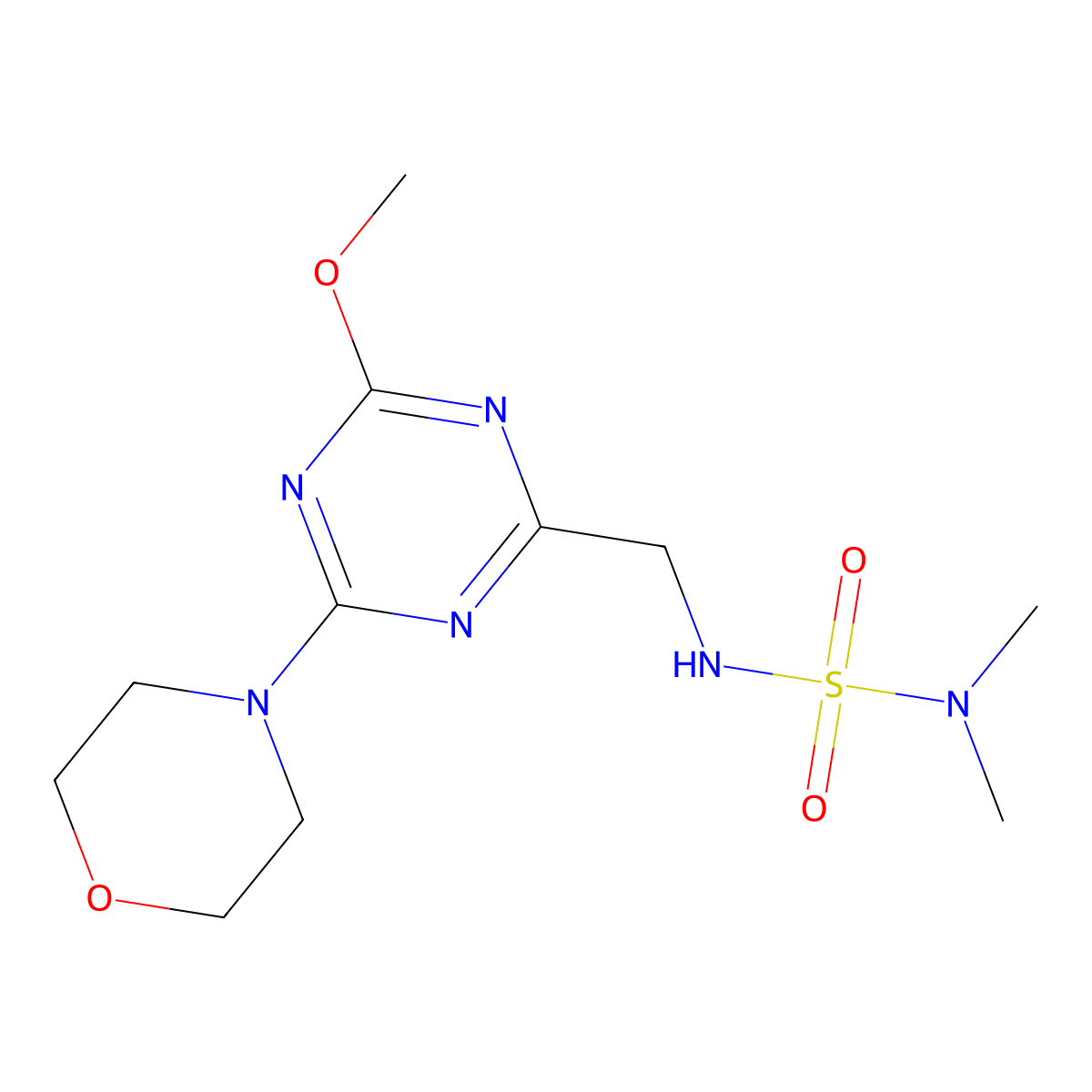 ({[4-Methoxy-6-(morpholin-4-yl)-1,3,5-triazin-2-yl]methyl}sulfamoyl)dimethylamine molecular structure, CAS 2034471-09-3