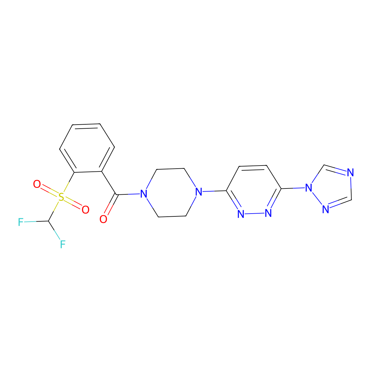 (4-(6-(1H-1,2,4-triazol-1-yl)pyridazin-3-yl)piperazin-1-yl)(2-((difluoromethyl)sulfonyl)phenyl)methanone molecular structure, CAS 2034471-17-3
