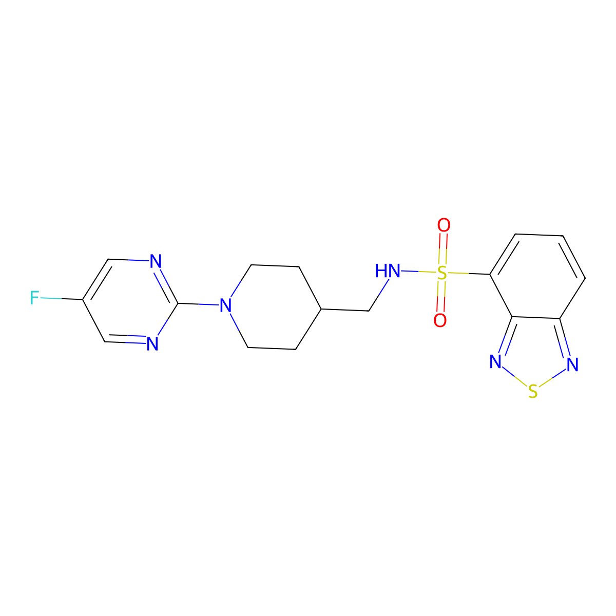 N-((1-(5-fluoropyrimidin-2-yl)piperidin-4-yl)methyl)benzo[c][1,2,5]thiadiazole-4-sulfonamide molecular structure, CAS 2034471-21-9