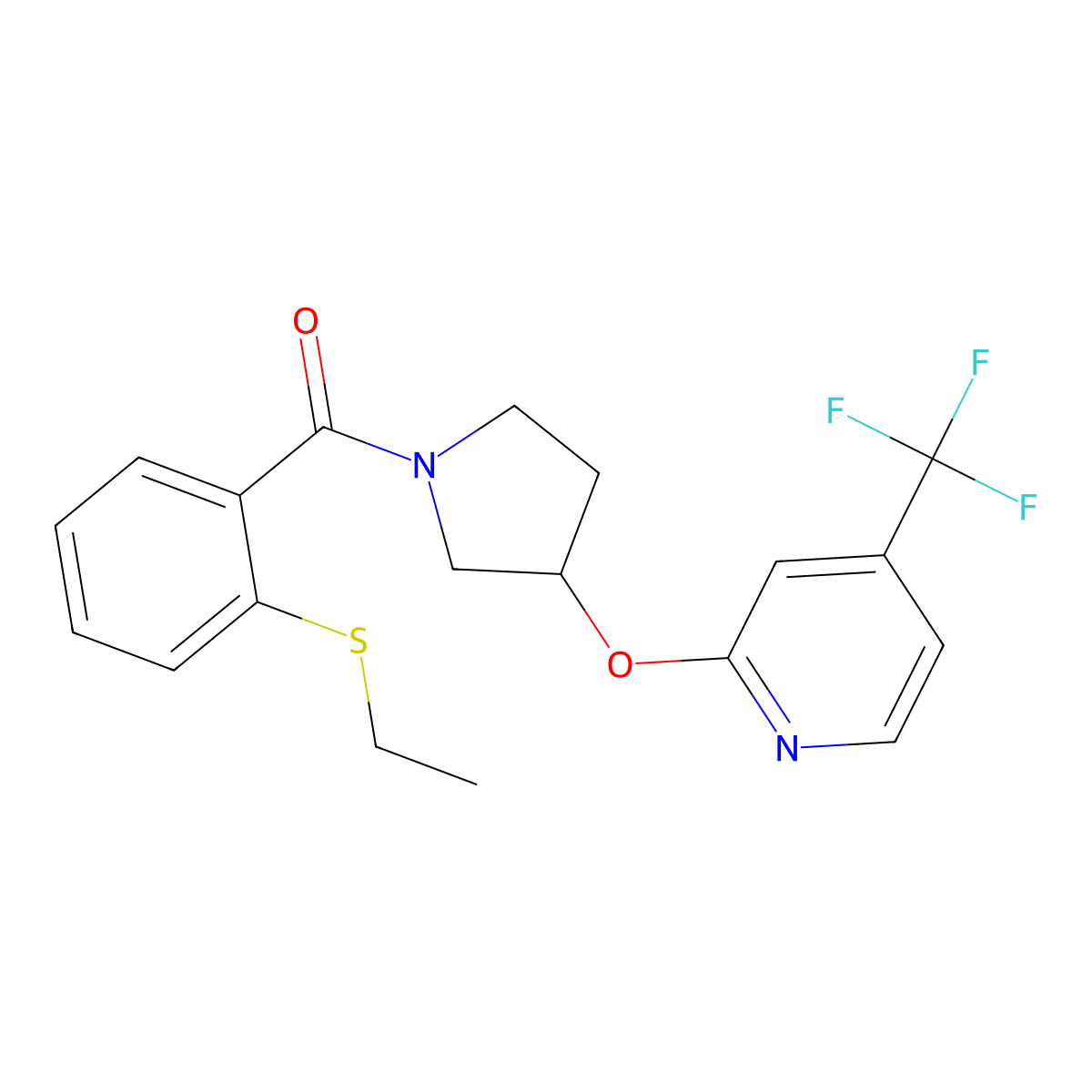 (2-(Ethylthio)phenyl)(3-((4-(trifluoromethyl)pyridin-2-yl)oxy)pyrrolidin-1-yl)methanone molecular structure, CAS 2034471-22-0