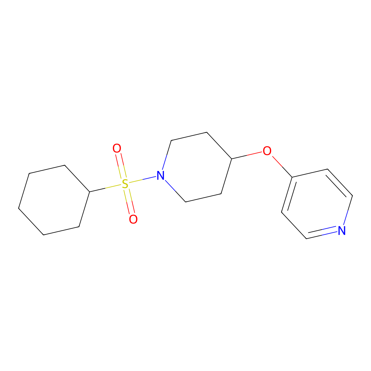 4-((1-(Cyclohexylsulfonyl)piperidin-4-yl)oxy)pyridine molecular structure, CAS 2034471-26-4