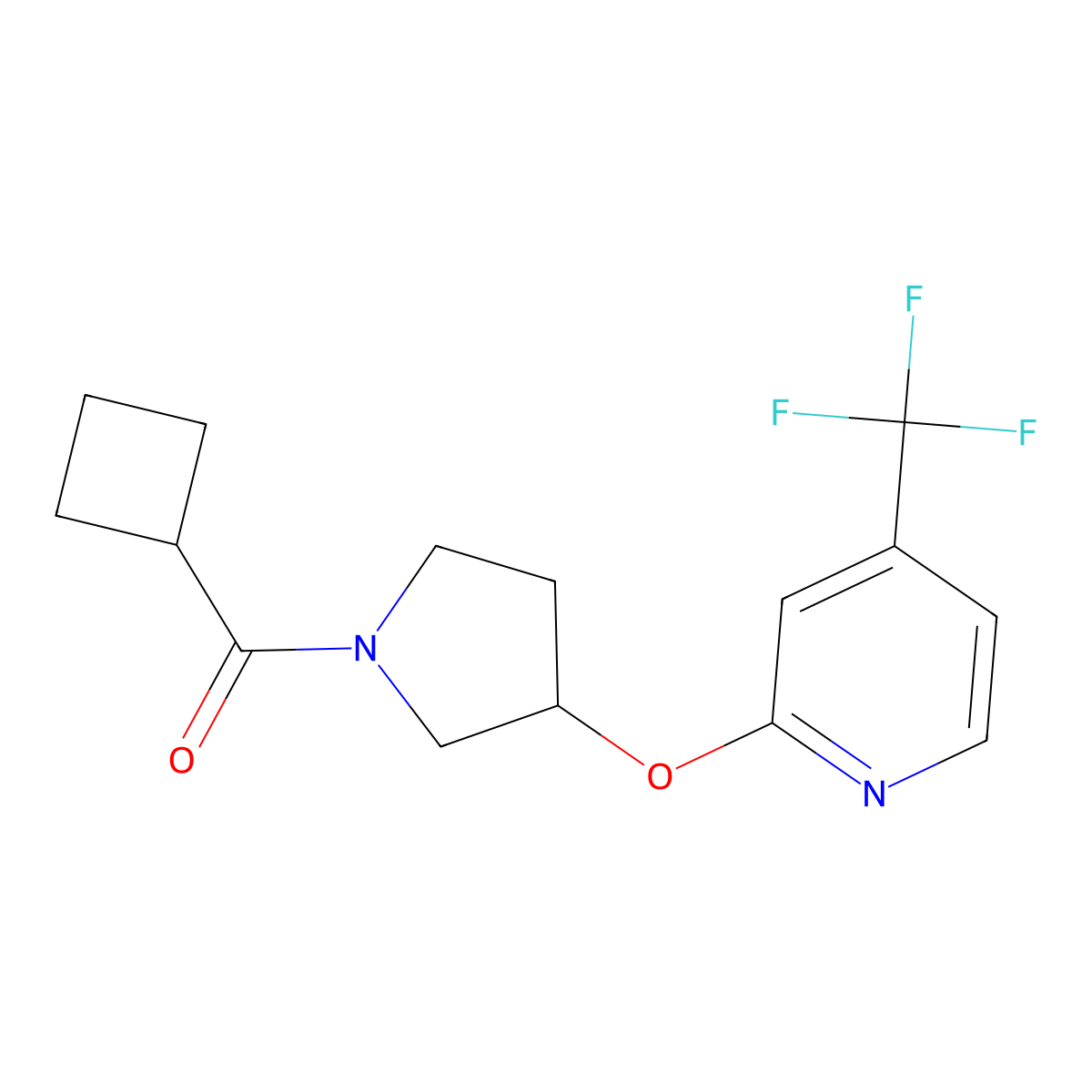 Cyclobutyl(3-((4-(trifluoromethyl)pyridin-2-yl)oxy)pyrrolidin-1-yl)methanone molecular structure, CAS 2034471-27-5