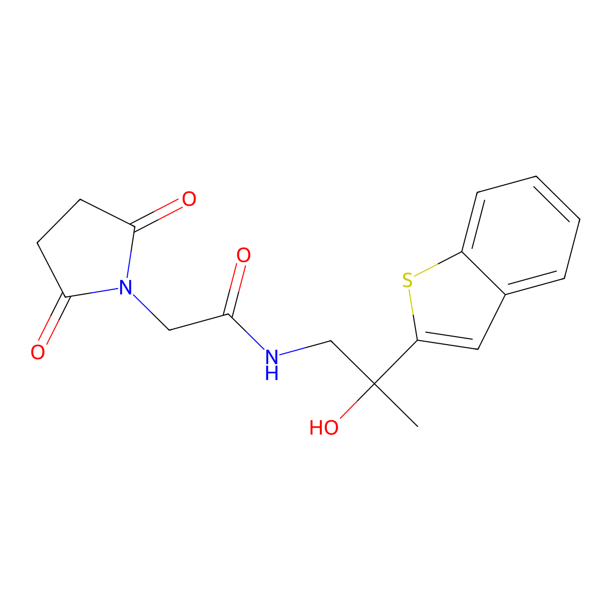 N-(2-(benzo[b]thiophen-2-yl)-2-hydroxypropyl)-2-(2,5-dioxopyrrolidin-1-yl)acetamide molecular structure, CAS 2034471-31-1