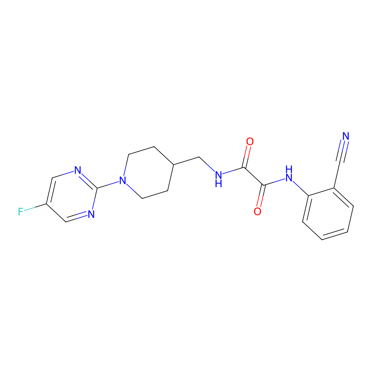 N1-(2-cyanophenyl)-N2-((1-(5-fluoropyrimidin-2-yl)piperidin-4-yl)methyl)oxalamide molecular structure, CAS 2034471-33-3