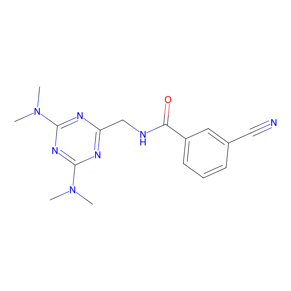 N-{[4,6-bis(dimethylamino)-1,3,5-triazin-2-yl]methyl}-3-cyanobenzamide molecular structure, CAS 2034471-34-4