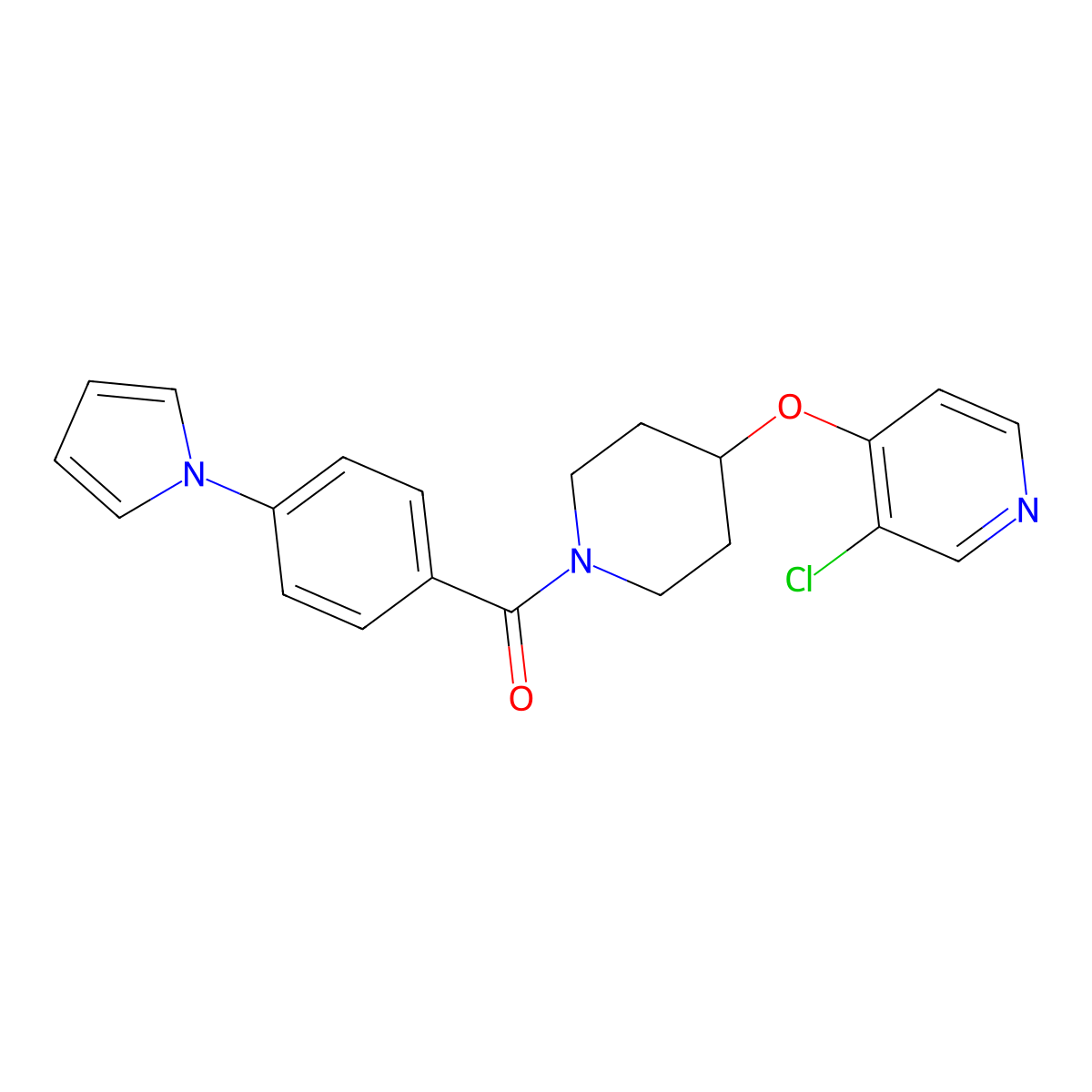 (4-(1H-pyrrol-1-yl)phenyl)(4-((3-chloropyridin-4-yl)oxy)piperidin-1-yl)methanone molecular structure, CAS 2034471-40-2