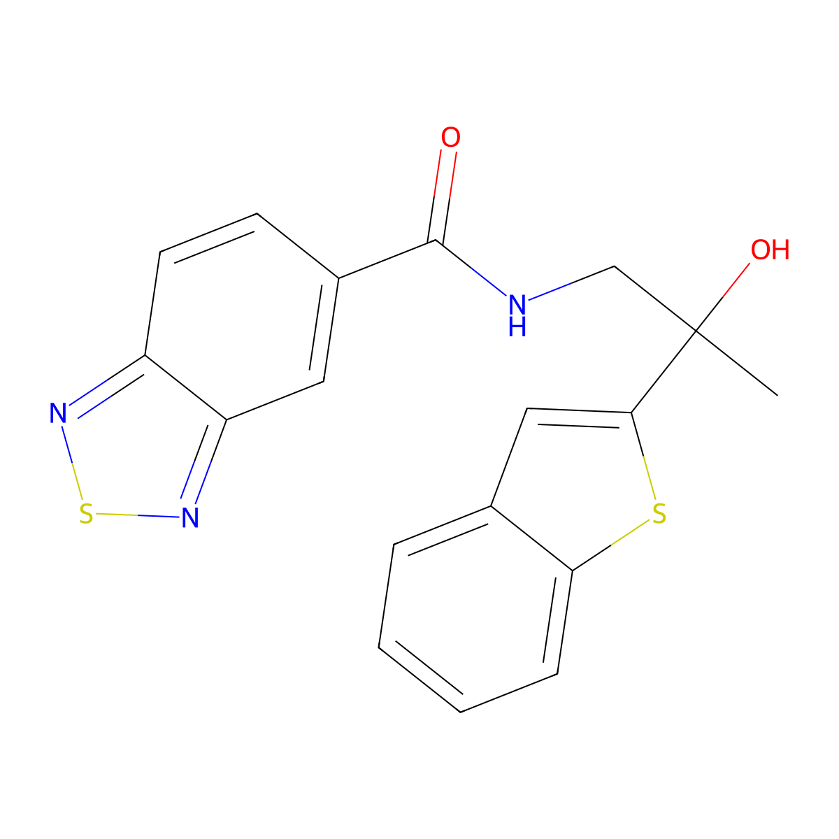N-[2-(1-benzothiophen-2-yl)-2-hydroxypropyl]-2,1,3-benzothiadiazole-5-carboxamide molecular structure, CAS 2034471-42-4