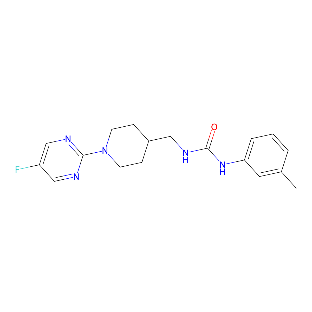 1-((1-(5-Fluoropyrimidin-2-yl)piperidin-4-yl)methyl)-3-(m-tolyl)urea molecular structure, CAS 2034471-44-6