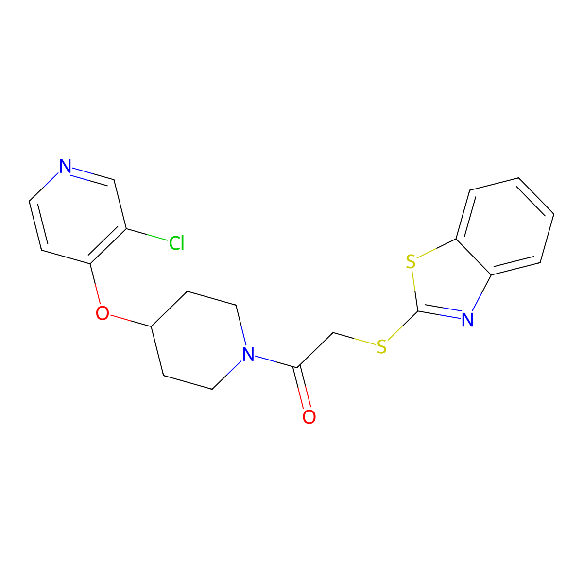 2-(Benzo[d]thiazol-2-ylthio)-1-(4-((3-chloropyridin-4-yl)oxy)piperidin-1-yl)ethanone molecular structure, CAS 2034471-47-9