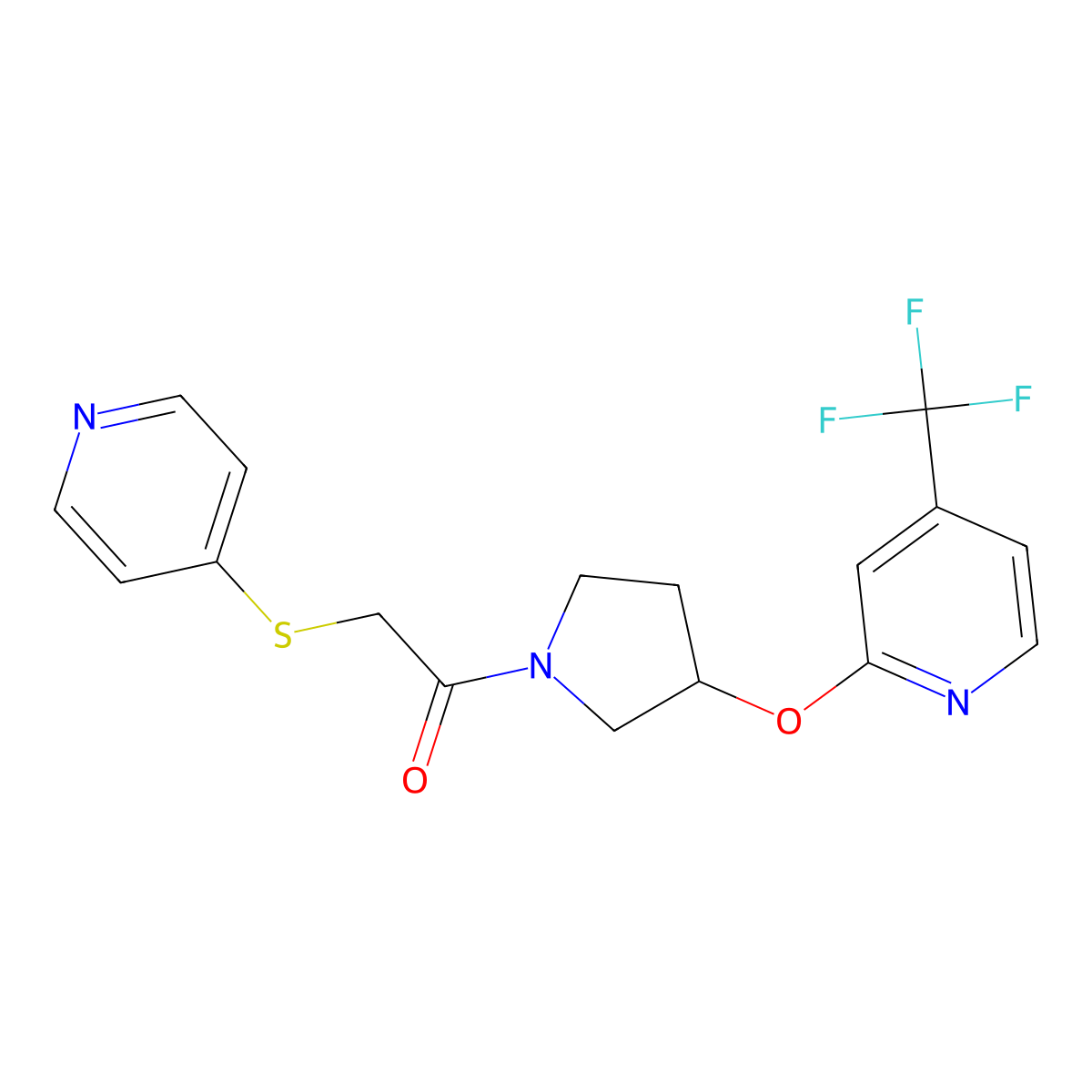 2-(Pyridin-4-ylthio)-1-(3-((4-(trifluoromethyl)pyridin-2-yl)oxy)pyrrolidin-1-yl)ethanone molecular structure, CAS 2034471-50-4