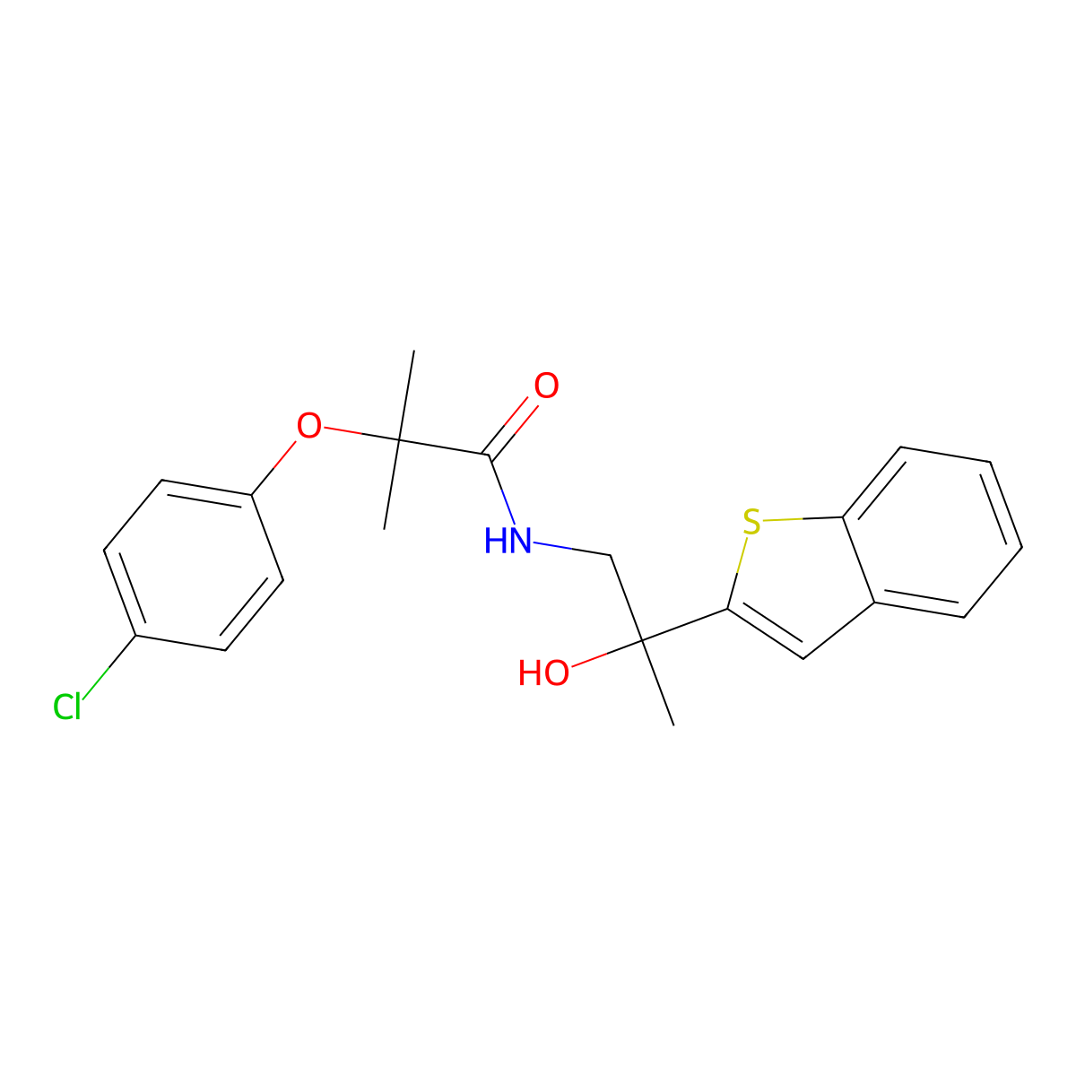 N-(2-(benzo[b]thiophen-2-yl)-2-hydroxypropyl)-2-(4-chlorophenoxy)-2-methylpropanamide molecular structure, CAS 2034471-51-5