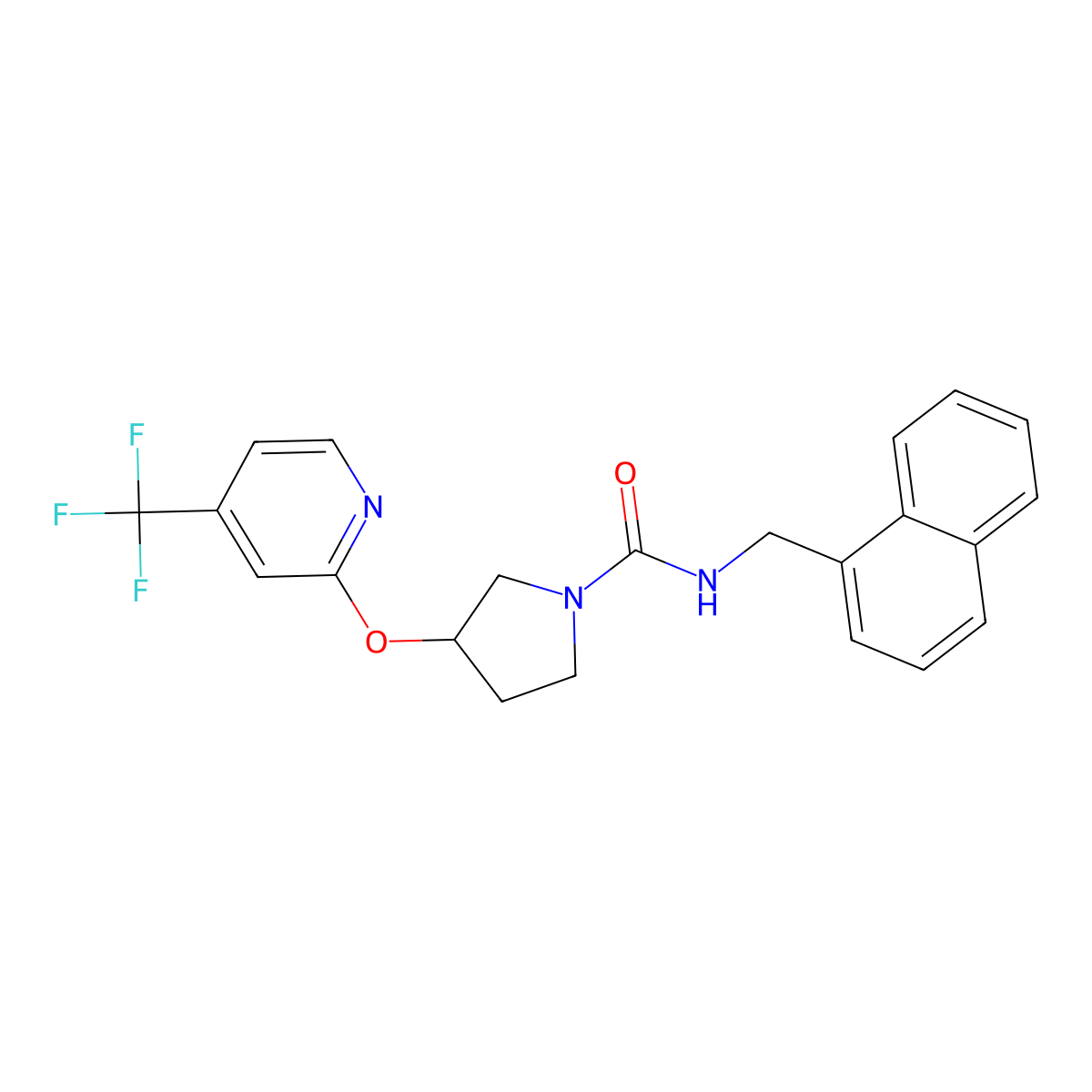 N-(naphthalen-1-ylmethyl)-3-((4-(trifluoromethyl)pyridin-2-yl)oxy)pyrrolidine-1-carboxamide molecular structure, CAS 2034471-56-0