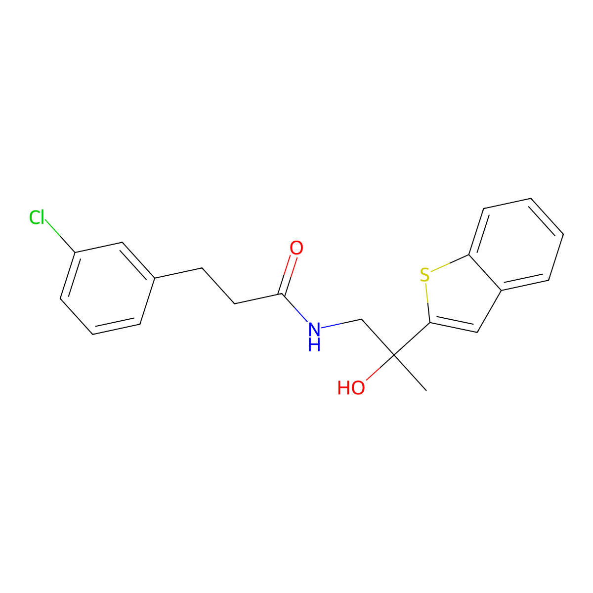 N-(2-(benzo[b]thiophen-2-yl)-2-hydroxypropyl)-3-(3-chlorophenyl)propanamide molecular structure, CAS 2034471-57-1