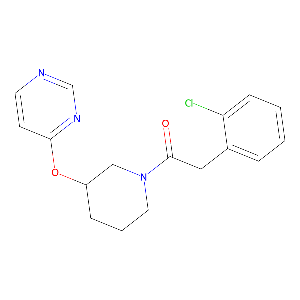 2-(2-Chlorophenyl)-1-(3-(pyrimidin-4-yloxy)piperidin-1-yl)ethanone molecular structure, CAS 2034471-61-7