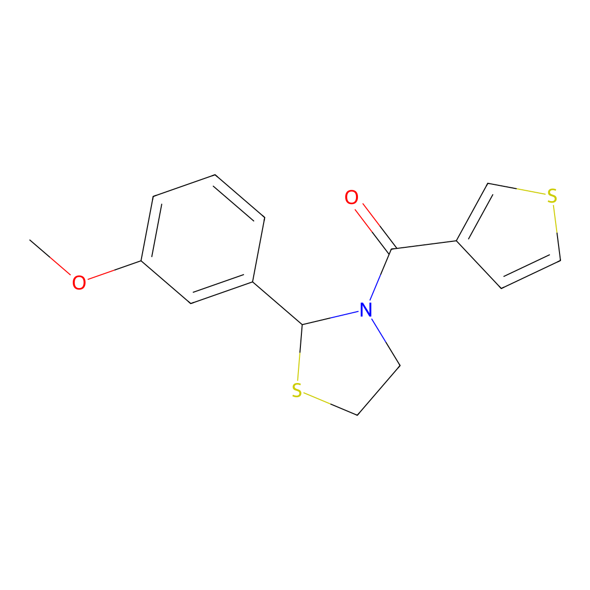 (2-(3-Methoxyphenyl)thiazolidin-3-yl)(thiophen-3-yl)methanone molecular structure, CAS 2034471-69-5