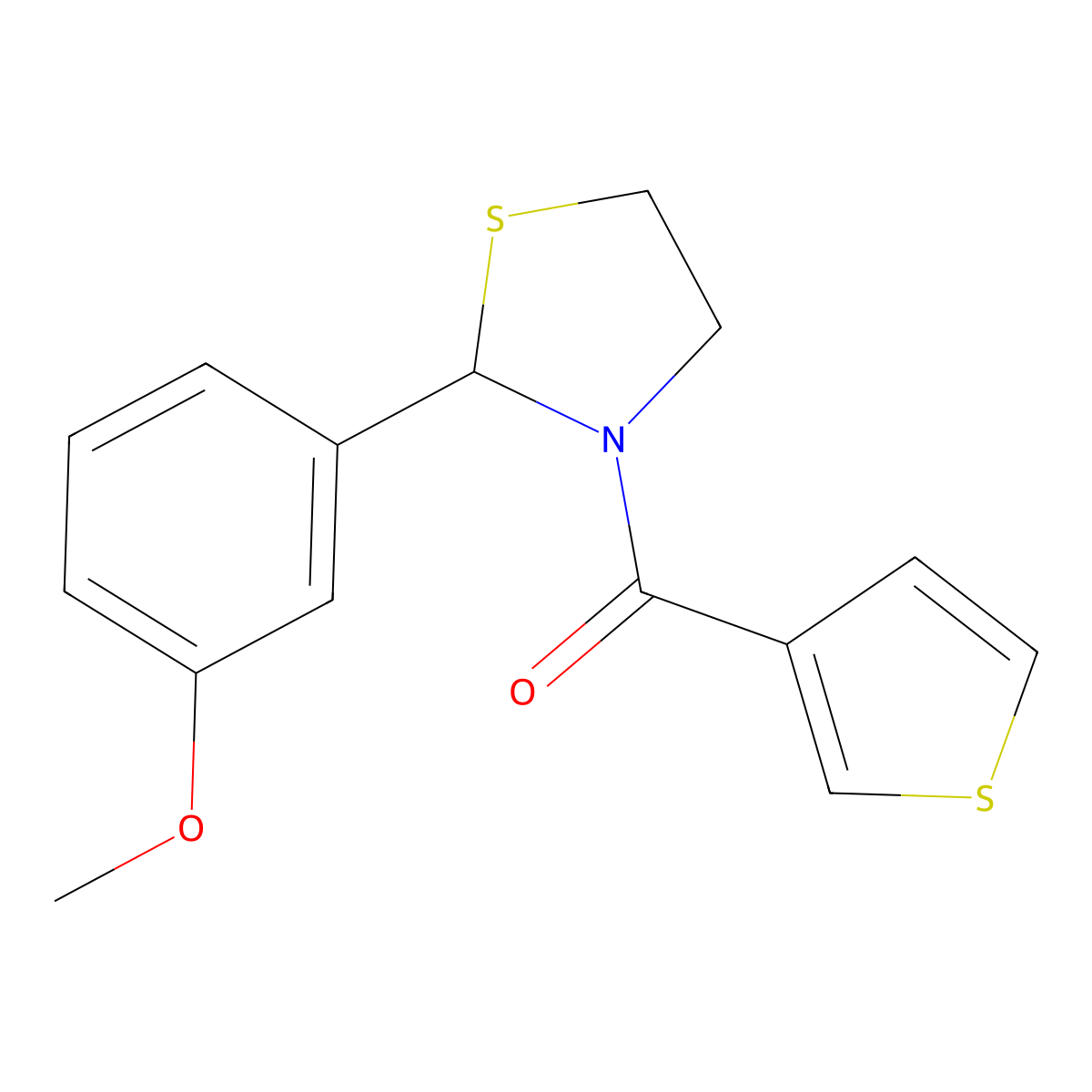 (2-(3-Methoxyphenyl)thiazolidin-3-yl)(thiophen-3-yl)methanone molecular structure, CAS 2034471-69-5