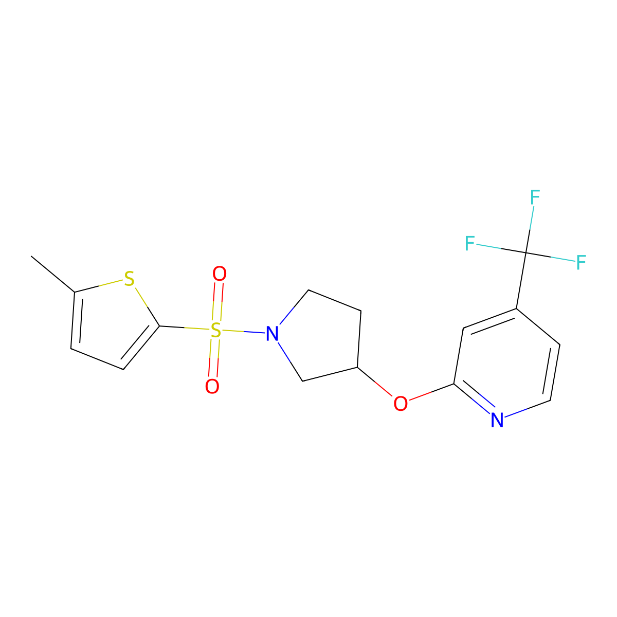 2-({1-[(5-Methylthiophen-2-yl)sulfonyl]pyrrolidin-3-yl}oxy)-4-(trifluoromethyl)pyridine molecular structure, CAS 2034471-71-9