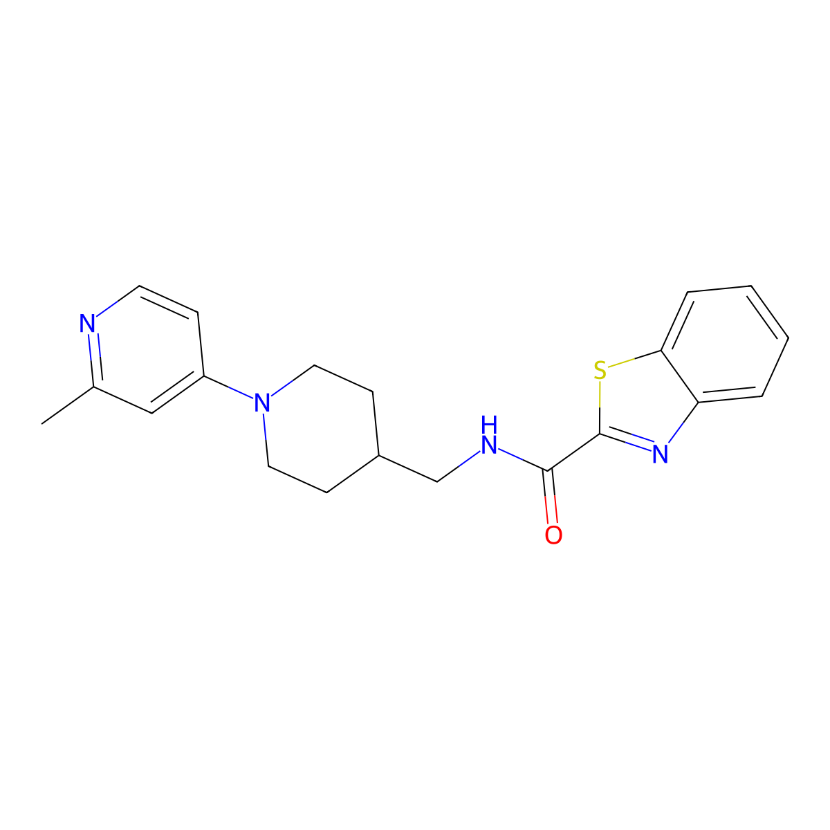 N-((1-(2-methylpyridin-4-yl)piperidin-4-yl)methyl)benzo[d]thiazole-2-carboxamide molecular structure, CAS 2034471-72-0