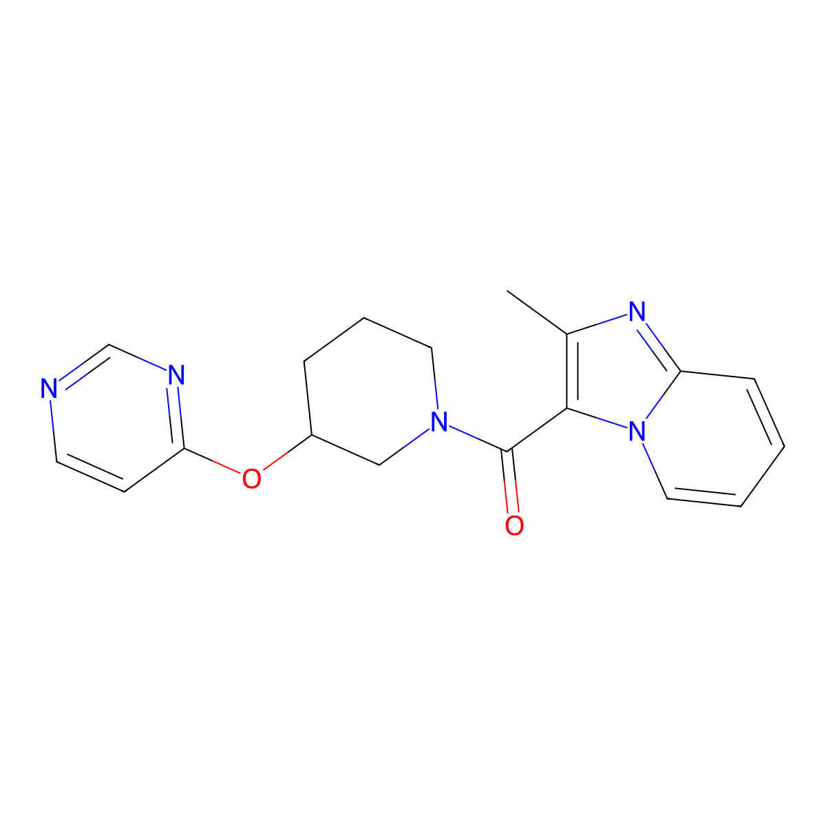 (2-Methylimidazo[1,2-a]pyridin-3-yl)(3-(pyrimidin-4-yloxy)piperidin-1-yl)methanone molecular structure, CAS 2034471-77-5