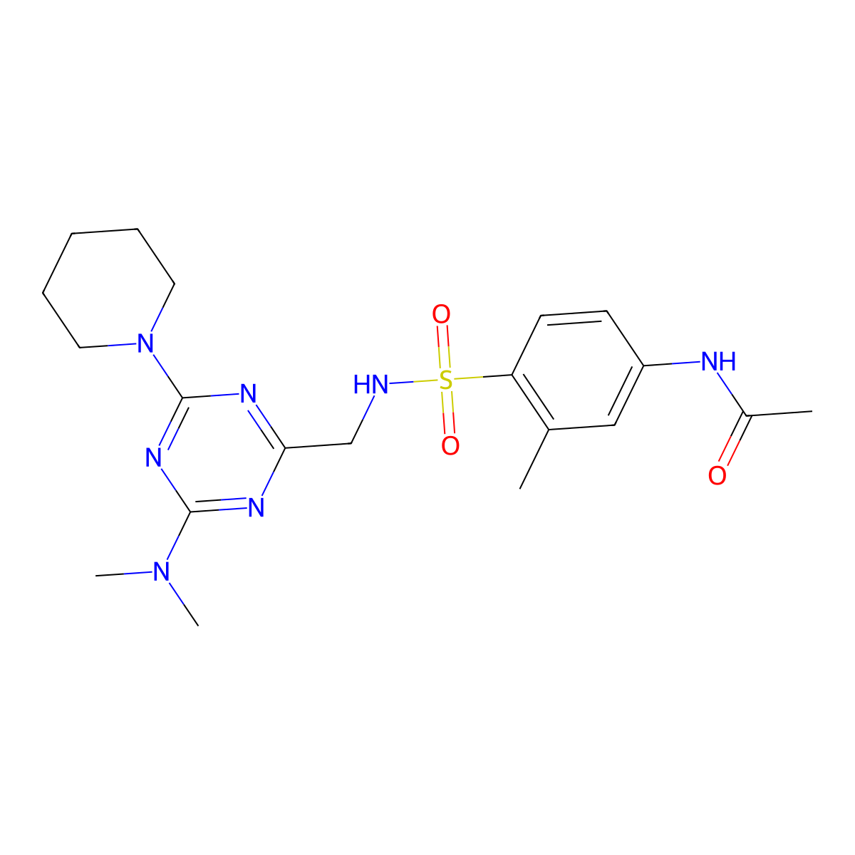 N-(4-(N-((4-(dimethylamino)-6-(piperidin-1-yl)-1,3,5-triazin-2-yl)methyl)sulfamoyl)-3-methylphenyl)acetamide molecular structure, CAS 2034471-78-6