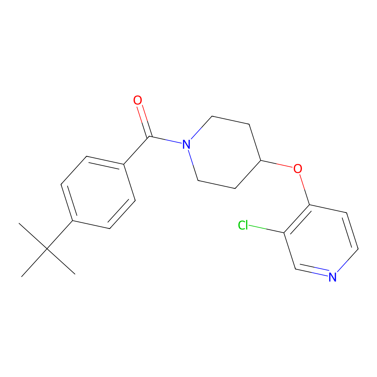 (4-(Tert-butyl)phenyl)(4-((3-chloropyridin-4-yl)oxy)piperidin-1-yl)methanone molecular structure, CAS 2034471-79-7