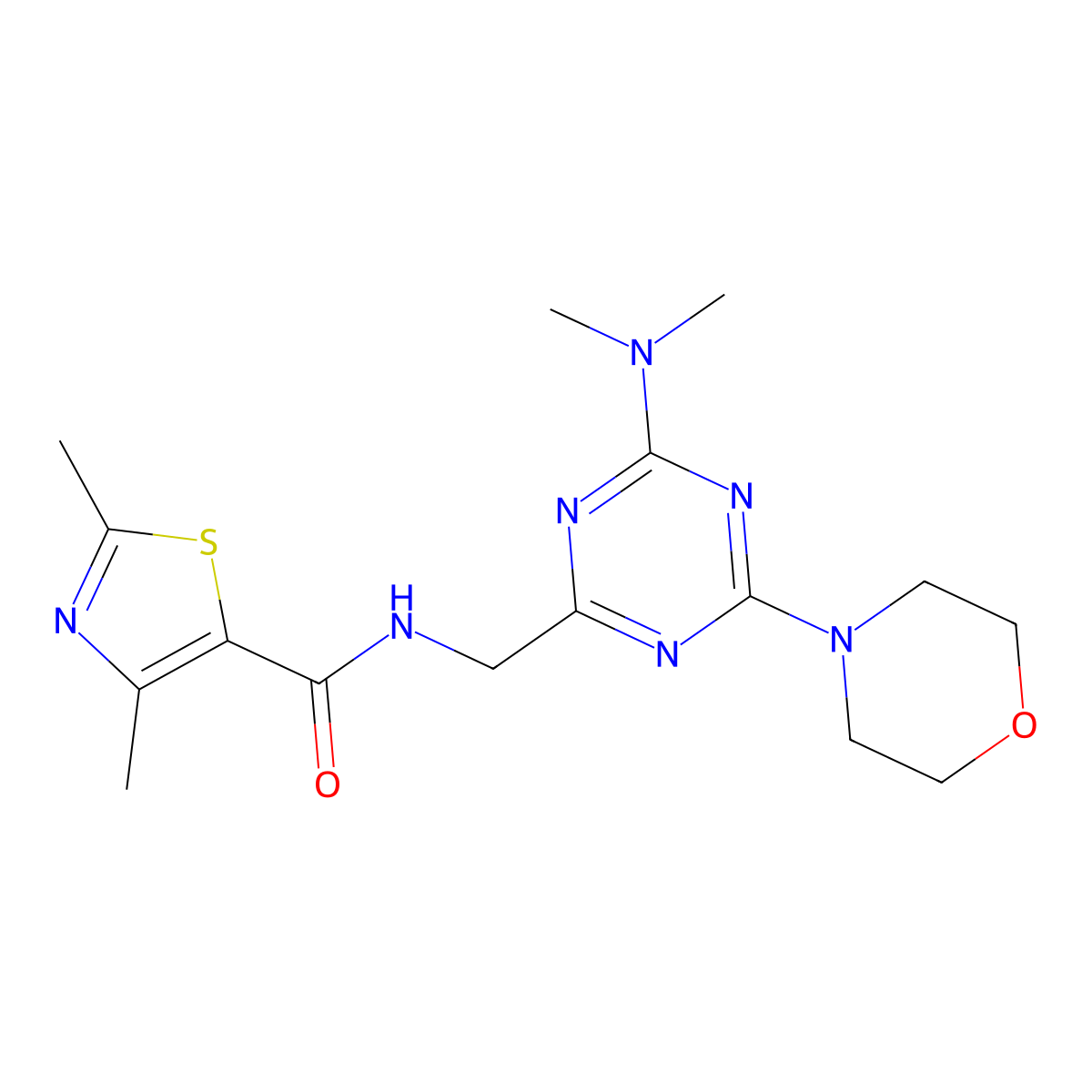 N-((4-(dimethylamino)-6-morpholino-1,3,5-triazin-2-yl)methyl)-2,4-dimethylthiazole-5-carboxamide molecular structure, CAS 2034471-94-6
