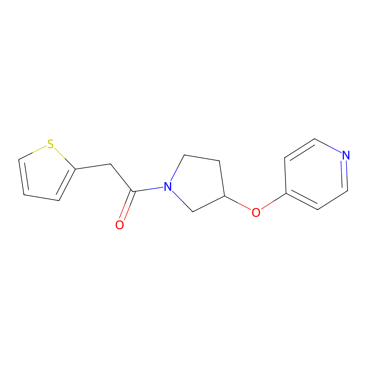 1-(3-(Pyridin-4-yloxy)pyrrolidin-1-yl)-2-(thiophen-2-yl)ethanone molecular structure, CAS 2034472-03-0