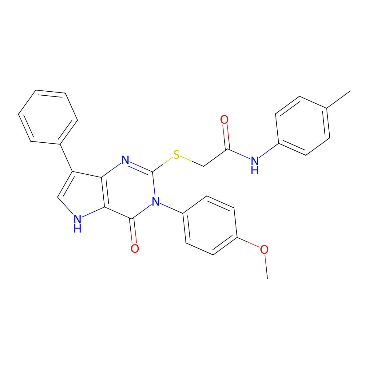 2-((3-(4-methoxyphenyl)-4-oxo-7-phenyl-4,5-dihydro-3H-pyrrolo[3,2-d]pyrimidin-2-yl)thio)-N-(p-tolyl)acetamide molecular structure, CAS 2034472-07-4