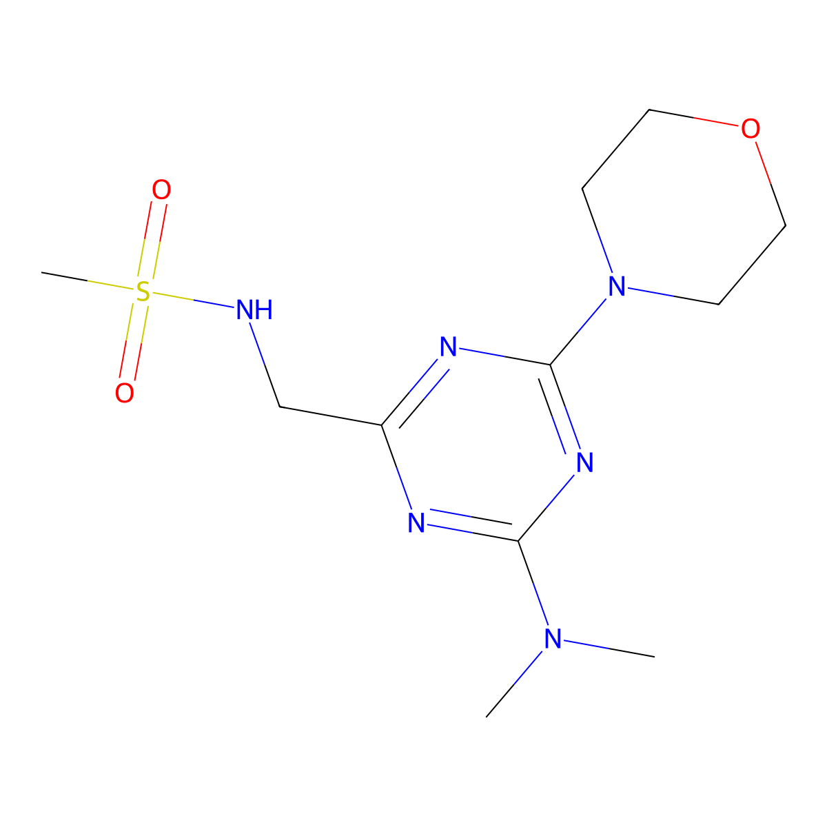 N-((4-(dimethylamino)-6-morpholino-1,3,5-triazin-2-yl)methyl)methanesulfonamide molecular structure, CAS 2034472-08-5