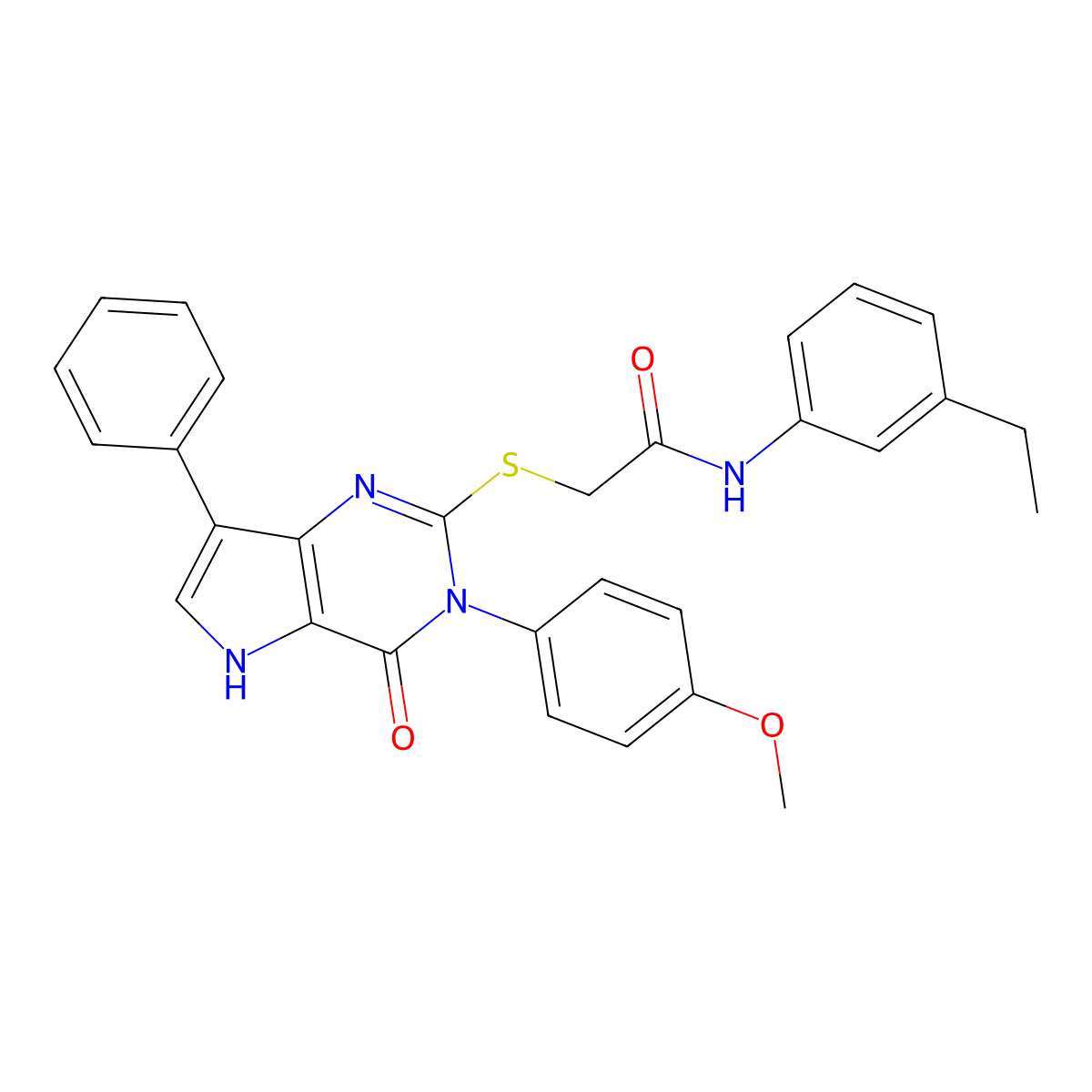 N-(3-ethylphenyl)-2-((3-(4-methoxyphenyl)-4-oxo-7-phenyl-4,5-dihydro-3H-pyrrolo[3,2-d]pyrimidin-2-yl)thio)acetamide molecular structure, CAS 2034472-09-6