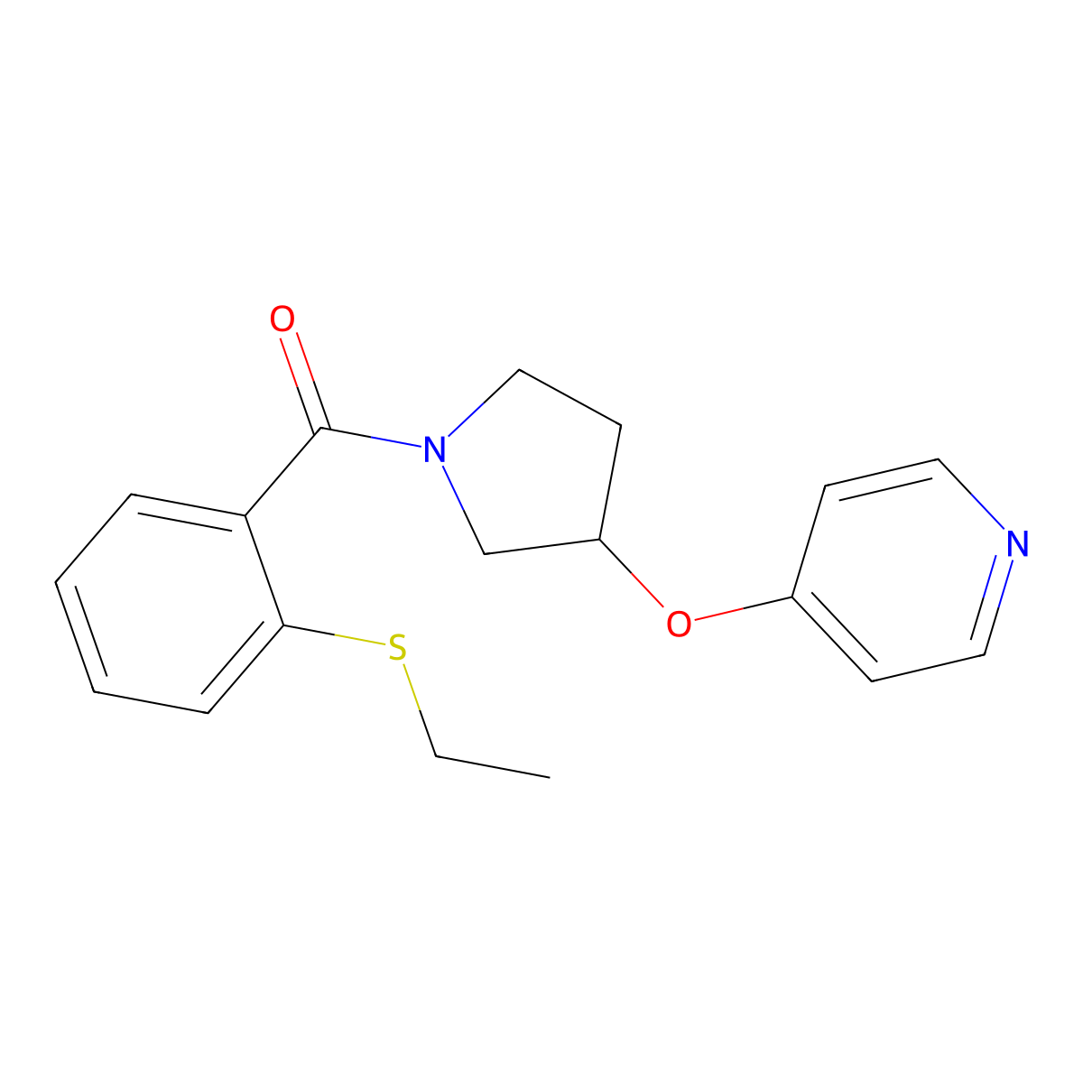 (2-(Ethylthio)phenyl)(3-(pyridin-4-yloxy)pyrrolidin-1-yl)methanone molecular structure, CAS 2034472-11-0