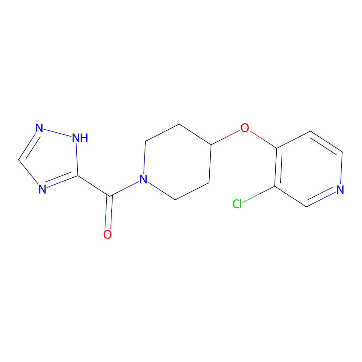 (4-((3-chloropyridin-4-yl)oxy)piperidin-1-yl)(1H-1,2,4-triazol-5-yl)methanone molecular structure, CAS 2034472-16-5