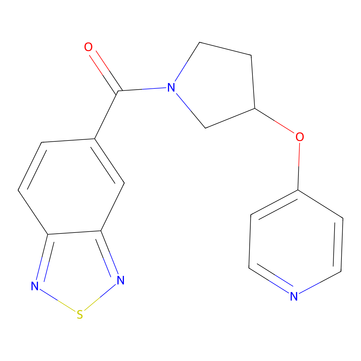 Benzo[c][1,2,5]thiadiazol-5-yl(3-(pyridin-4-yloxy)pyrrolidin-1-yl)methanone molecular structure, CAS 2034472-17-6