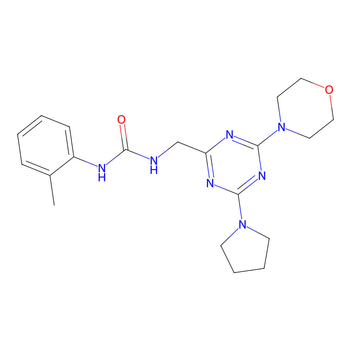 1-((4-Morpholino-6-(pyrrolidin-1-yl)-1,3,5-triazin-2-yl)methyl)-3-(o-tolyl)urea molecular structure, CAS 2034472-19-8