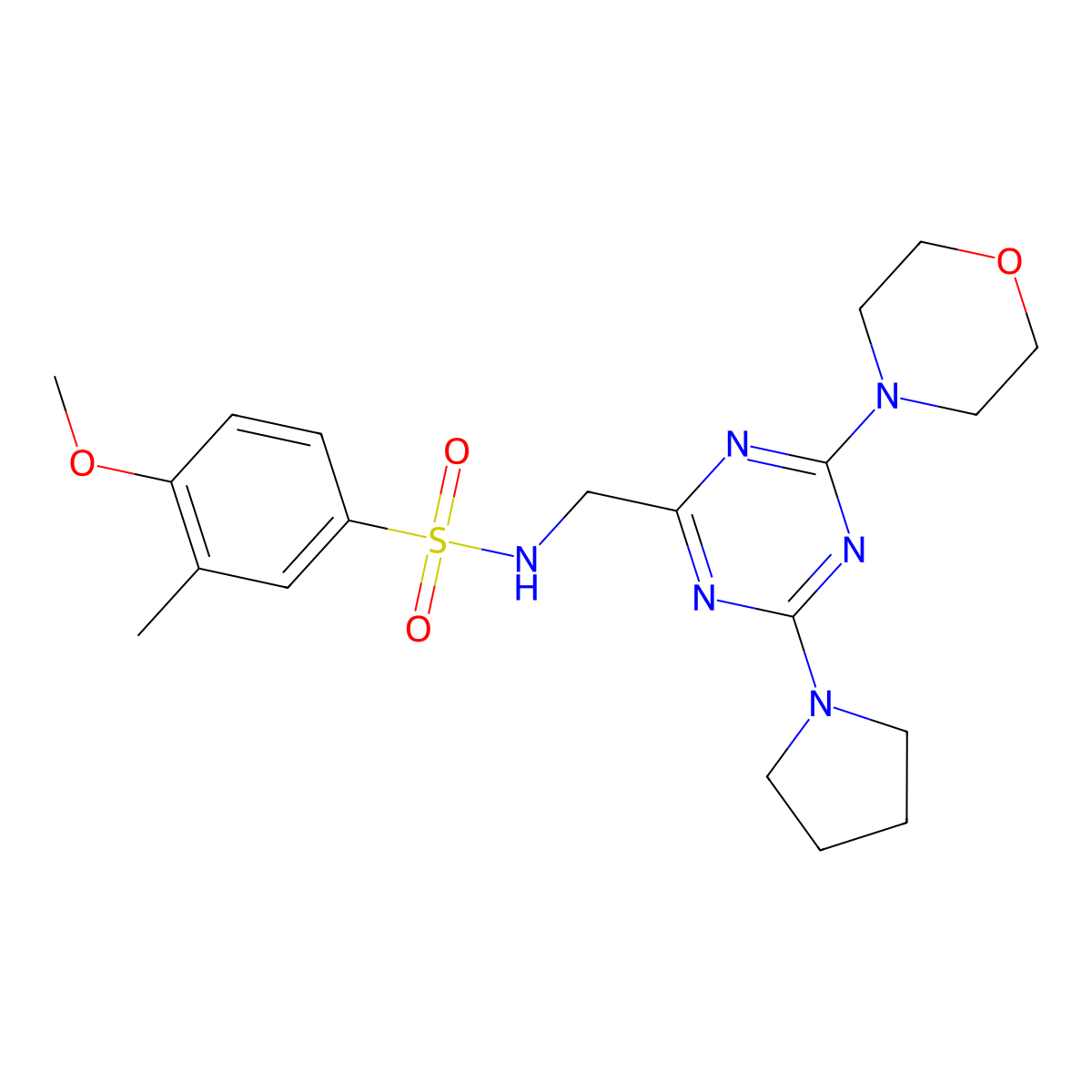4-methoxy-3-methyl-N-((4-morpholino-6-(pyrrolidin-1-yl)-1,3,5-triazin-2-yl)methyl)benzenesulfonamide molecular structure, CAS 2034472-24-5