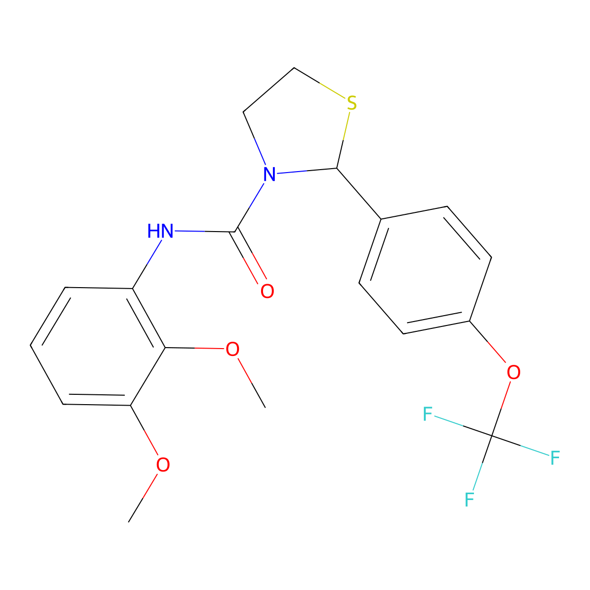 N-(2,3-dimethoxyphenyl)-2-(4-(trifluoromethoxy)phenyl)thiazolidine-3-carboxamide molecular structure, CAS 2034472-25-6