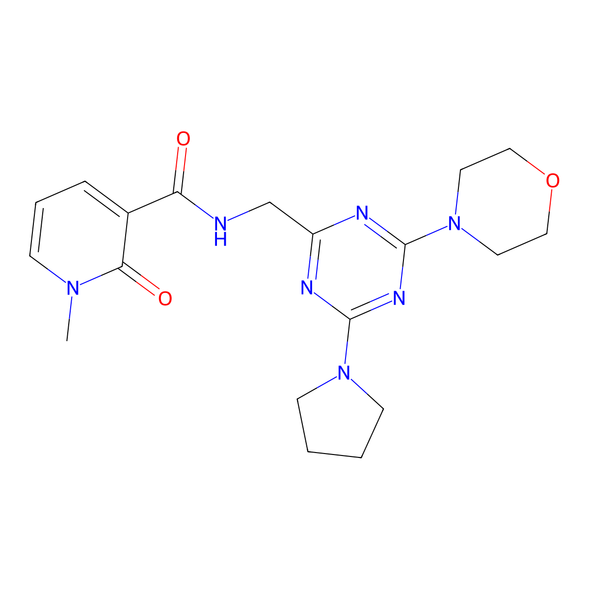 1-methyl-N-((4-morpholino-6-(pyrrolidin-1-yl)-1,3,5-triazin-2-yl)methyl)-2-oxo-1,2-dihydropyridine-3-carboxamide molecular structure, CAS 2034472-27-8