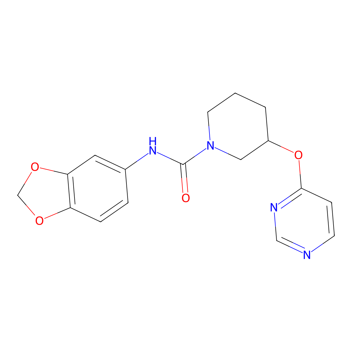 N-(benzo[d][1,3]dioxol-5-yl)-3-(pyrimidin-4-yloxy)piperidine-1-carboxamide molecular structure, CAS 2034472-28-9