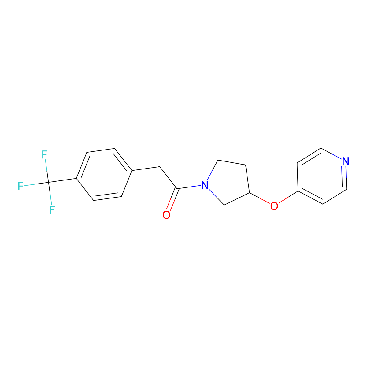 1-(3-(Pyridin-4-yloxy)pyrrolidin-1-yl)-2-(4-(trifluoromethyl)phenyl)ethanone molecular structure, CAS 2034472-29-0
